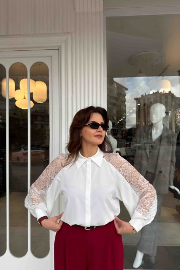 SATEN DANTEL GÖMLEK