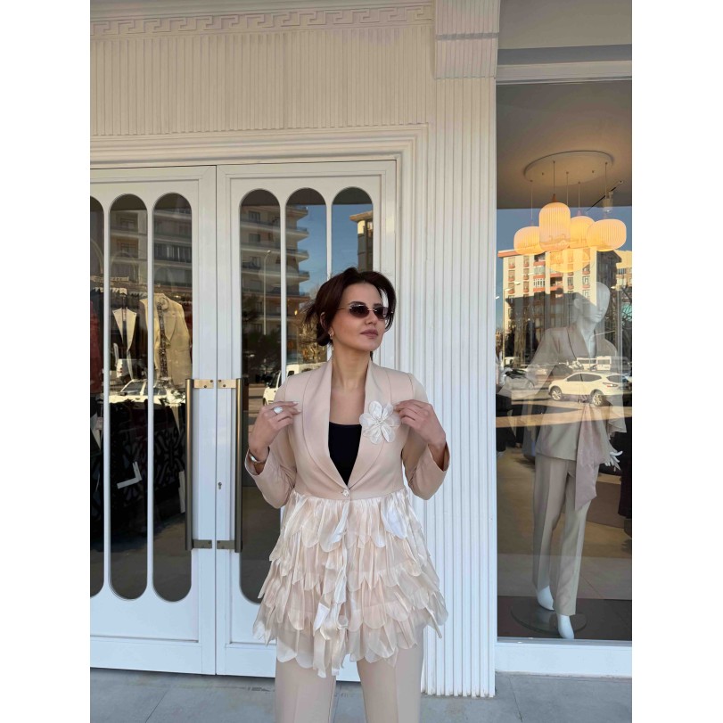 MOON ÇİÇEK BROŞLU İKİLİ TAKIM