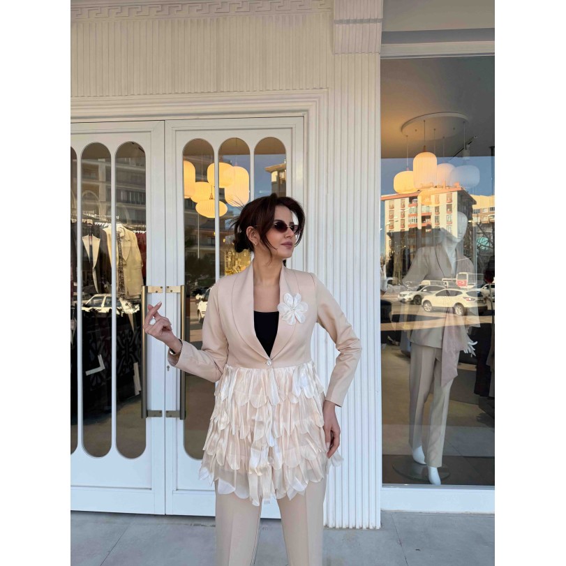 MOON ÇİÇEK BROŞLU İKİLİ TAKIM